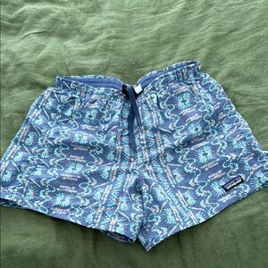 Blue Patterned Swim Shorts